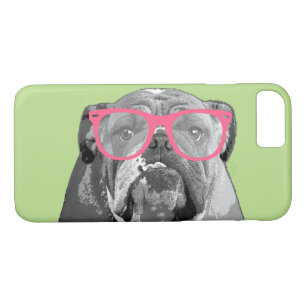 Bulldog met roze bril tast Funny Phone Case