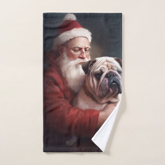 Bulldog met sinterklaas feestelijke kerst bad handdoek (Handdoek)