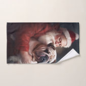 Bulldog met sinterklaas feestelijke kerst bad handdoek (Handdoek)