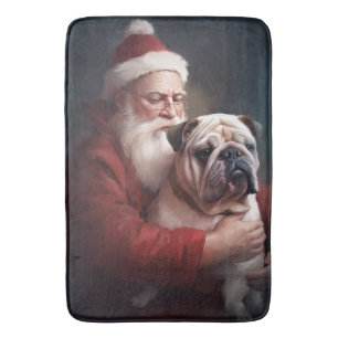 Bulldog met sinterklaas feestelijke kerst badmat