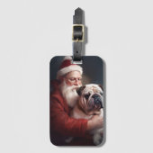 Bulldog met sinterklaas feestelijke kerst bagagelabel (Voorkant (verticaal))