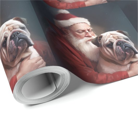 Bulldog met sinterklaas feestelijke kerst cadeaupapier (Rol Hoek)