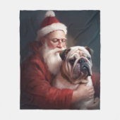 Bulldog met sinterklaas feestelijke kerst fleece deken (Voorkant)