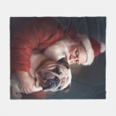 Bulldog met sinterklaas feestelijke kerst fleece deken (Voorkant (Horizontaal))