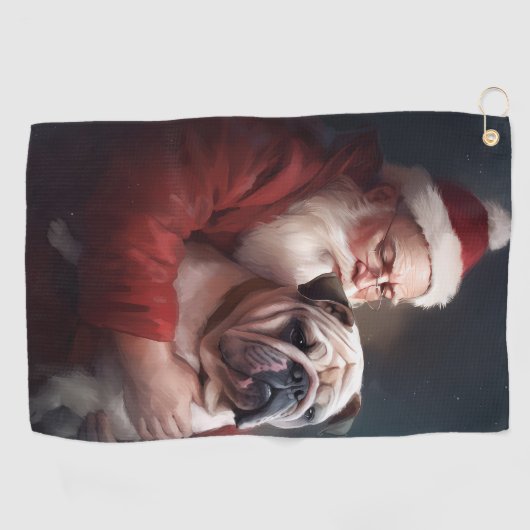 Bulldog met sinterklaas feestelijke kerst golfhanddoek (Horizontaal)
