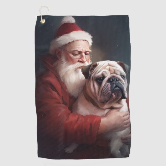 Bulldog met sinterklaas feestelijke kerst golfhanddoek (Voorkant)