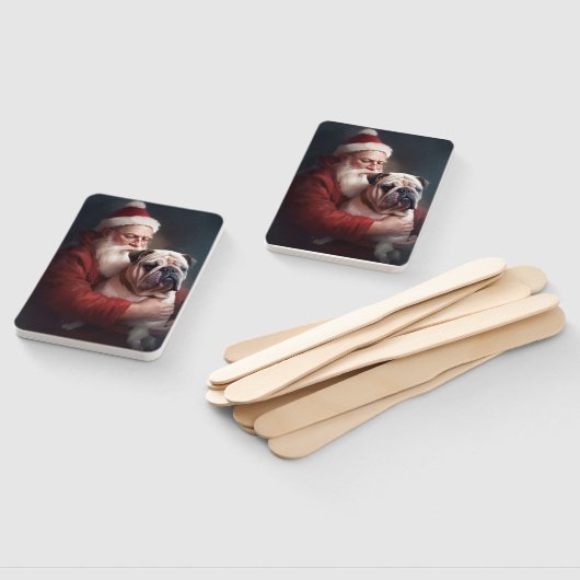 Bulldog met sinterklaas feestelijke kerst handwaaier (Niet-gemonteerd)