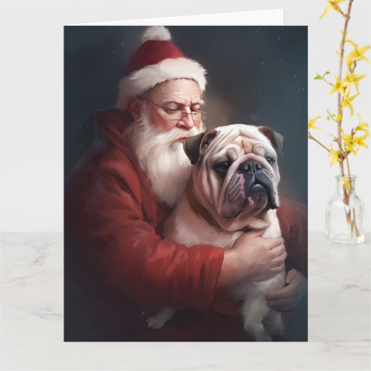 Bulldog met sinterklaas feestelijke kerst kaart (Gele Bloem)