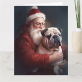 Bulldog met sinterklaas feestelijke kerst kaart (Voorkant)