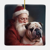 Bulldog met sinterklaas feestelijke kerst keramisch ornament (Achterkant)