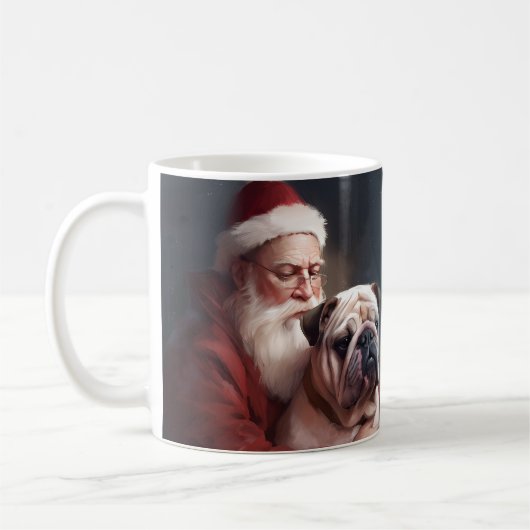 Bulldog met sinterklaas feestelijke kerst koffiemok (Links)
