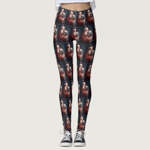 Bulldog met sinterklaas feestelijke kerst leggings