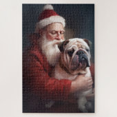 Bulldog met sinterklaas feestelijke kerst legpuzzel (Verticaal)