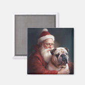 Bulldog met sinterklaas feestelijke kerst magneet (Voorkant / Achterkant)