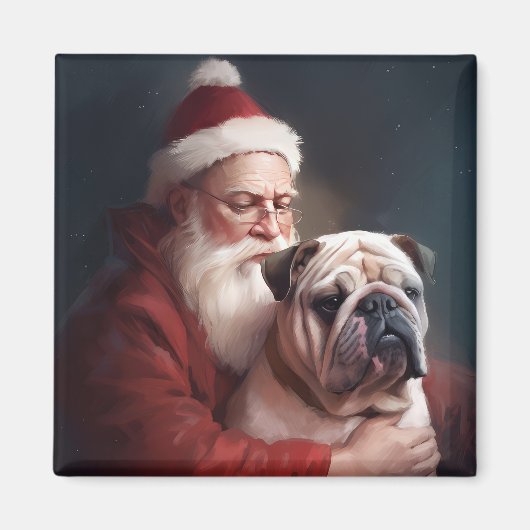 Bulldog met sinterklaas feestelijke kerst magneet (Voorkant)