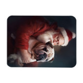 Bulldog met sinterklaas feestelijke kerst magneet (Horizontaal)