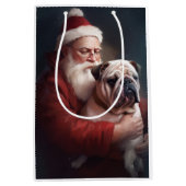 Bulldog met sinterklaas feestelijke kerst medium cadeauzakje (Voorkant)