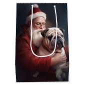 Bulldog met sinterklaas feestelijke kerst medium cadeauzakje (Achterkant)