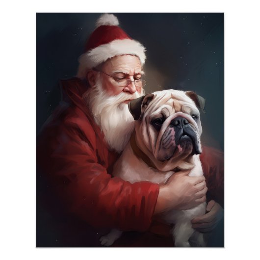 Bulldog met sinterklaas feestelijke kerst perfect poster (Voorkant)