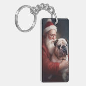 Bulldog met sinterklaas feestelijke kerst sleutelhanger (Voorkant Links)