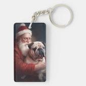 Bulldog met sinterklaas feestelijke kerst sleutelhanger (achterkant)