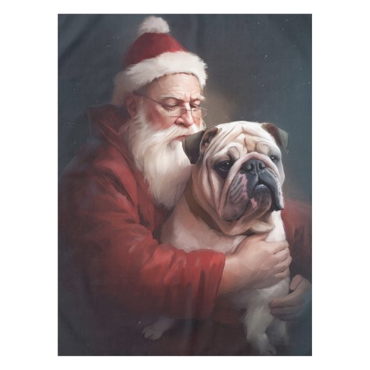 Bulldog met sinterklaas feestelijke kerst tafelkleed (Voorkant)