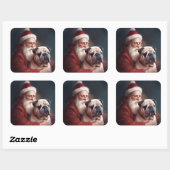 Bulldog met sinterklaas feestelijke kerst vierkante sticker (Vel)