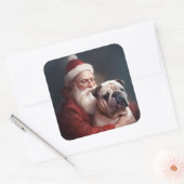 Bulldog met sinterklaas feestelijke kerst vierkante sticker (Envelop)