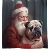 Bulldog Met Sinterklaas Festive Kerst  Douchegordijn (Voorkant)