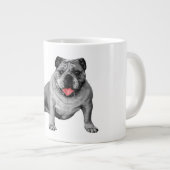 Bulldog met speelse rode accenten grote koffiekop (Voorkant rechts)