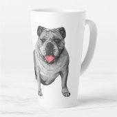 Bulldog met speelse rode accenten latte mok (Rechterhoek)
