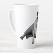 Bulldog met speelse rode accenten latte mok (Linkerhoek)