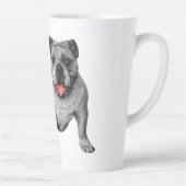 Bulldog met speelse rode accenten latte mok (Rechts)