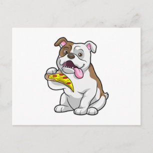 Bulldog met stuk Pizza Briefkaart