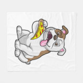 Bulldog met stuk Pizza Fleece Deken (Voorkant (Horizontaal))
