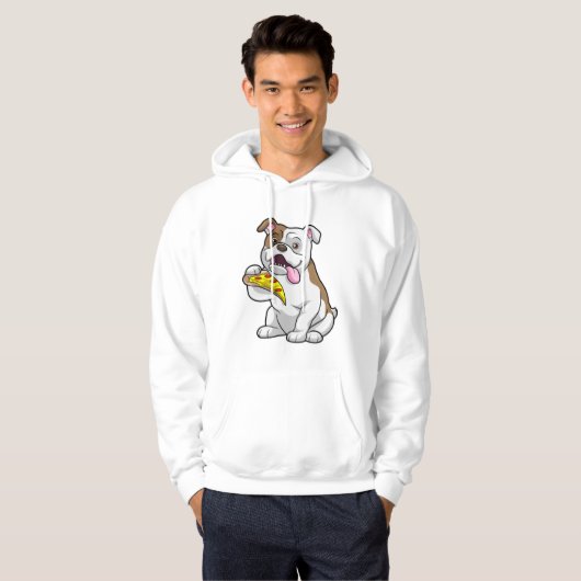 Bulldog met stuk Pizza Hoodie (Voorkant volledig)