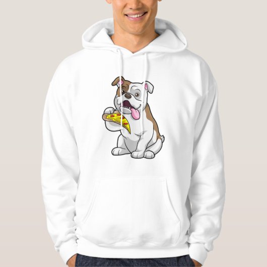 Bulldog met stuk Pizza Hoodie (Voorkant)