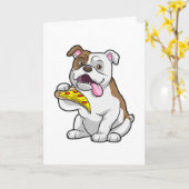 Bulldog met stuk pizza kaart (Gele Bloem)
