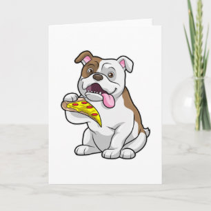 Bulldog met stuk Pizza Kaart