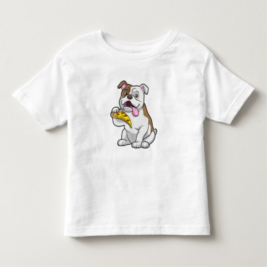 Bulldog met stuk Pizza Kinder Shirts (Voorkant)