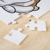 Bulldog met stuk Pizza Legpuzzel (Zijkant)