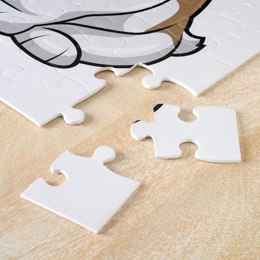 Bulldog met stuk Pizza Legpuzzel (Zijkant)