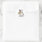 Bulldog met stuk Pizza Ronde Sticker (Tas)