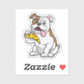 Bulldog met stuk Pizza Sticker (Vel)