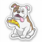 Bulldog met stuk Pizza Sticker (Voorkant)