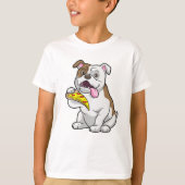 Bulldog met stuk Pizza T-shirt (Voorkant)