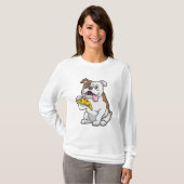Bulldog met stuk Pizza T-shirt (Voorkant volledig)