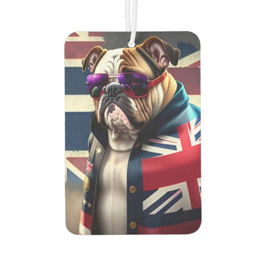 Bulldog met Union Jack Jacket Luchtverfrisser (Achterkant)