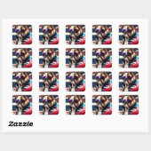 Bulldog met Union Jack Jacket Vierkante Sticker (Vel)