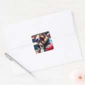 Bulldog met Union Jack Jacket Vierkante Sticker (Envelop)